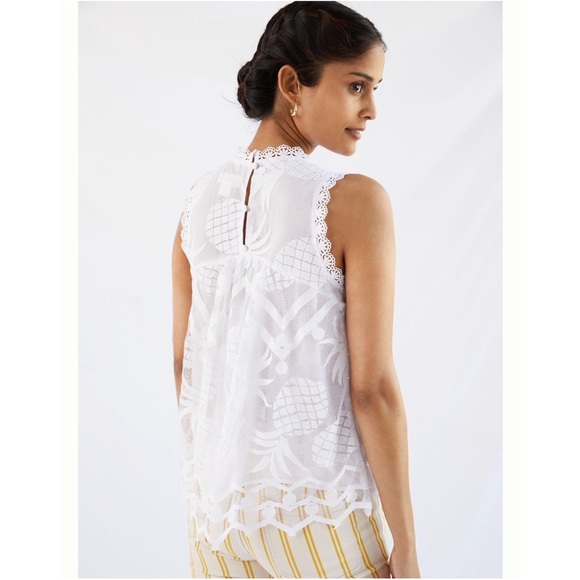 Anthropologie Summer Blouse Tank Pineapple in White NWT - Picture 4 of 14